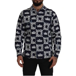 Blue Denim Stretch DG Crown Logo Casual Shirt