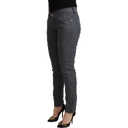 Gray Cotton Low Waist Skinny Denim Jeans
