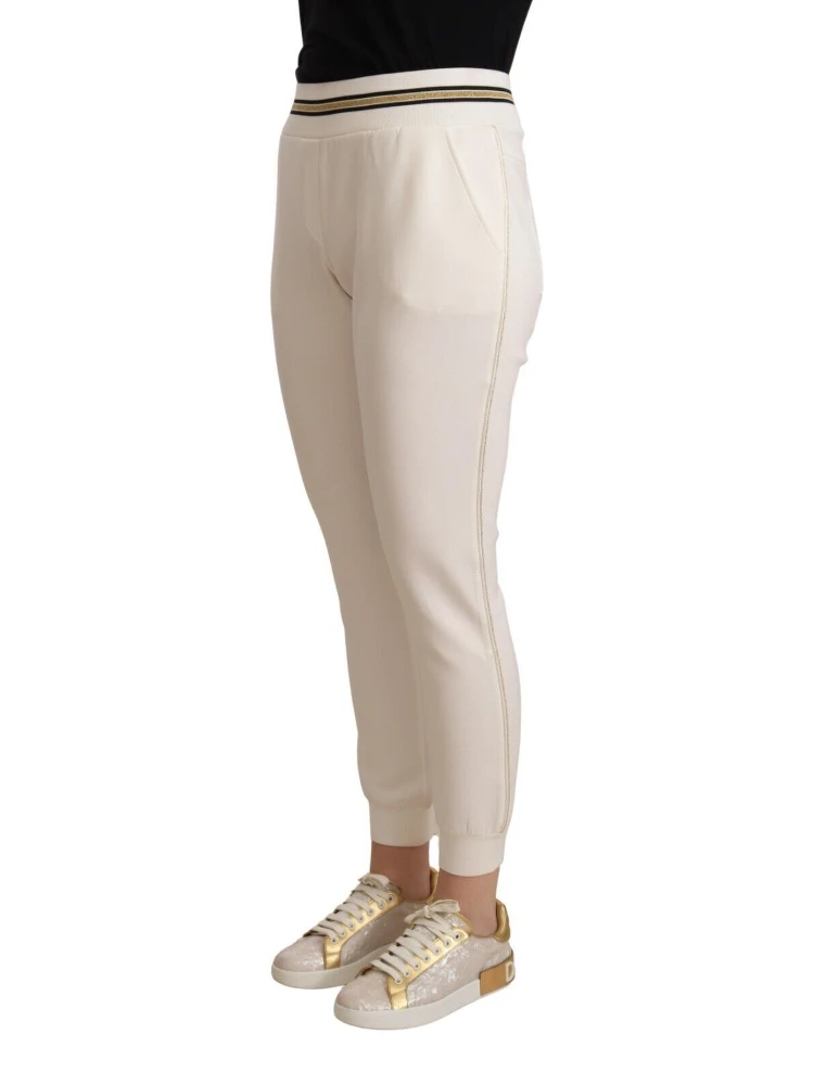 White Polyester Mid Waist Jogger Pants alternative