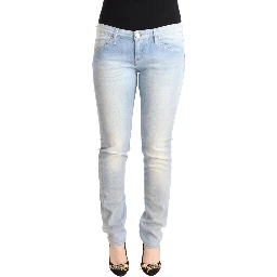 Light Blue Washed Cotton Low Waist Skinny Denim Jeans