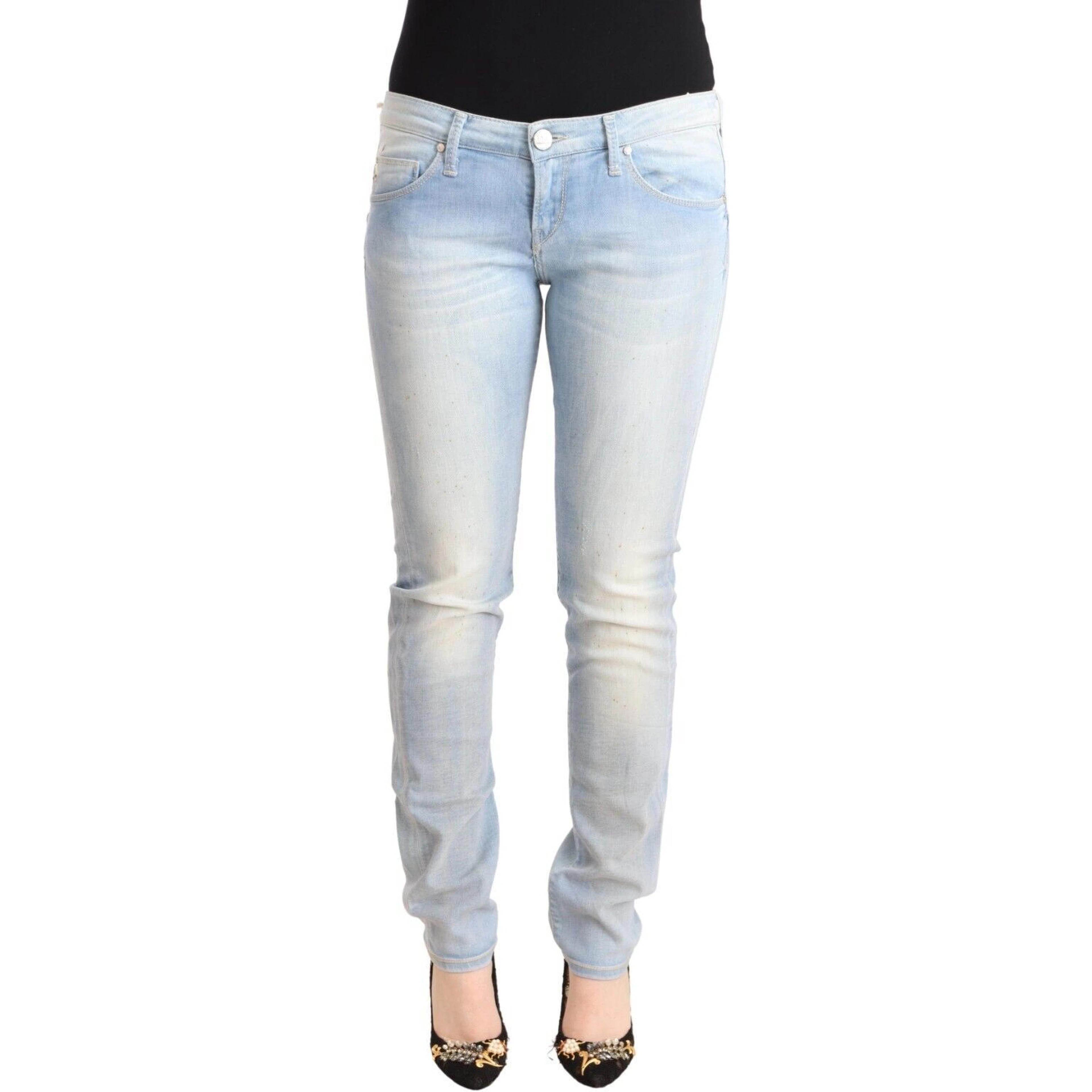 Light Blue Washed Cotton Low Waist Skinny Denim Jeans