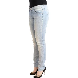 Light Blue Washed Cotton Low Waist Skinny Denim Jeans