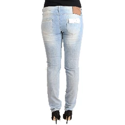 Light Blue Washed Cotton Low Waist Skinny Denim Jeans