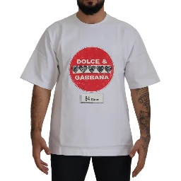 White Amor Heart Cotton Crewneck T-shirt