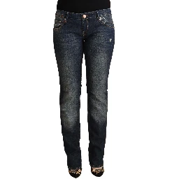 Blue Washed Cotton Low Waist Skinny Denim Jeans