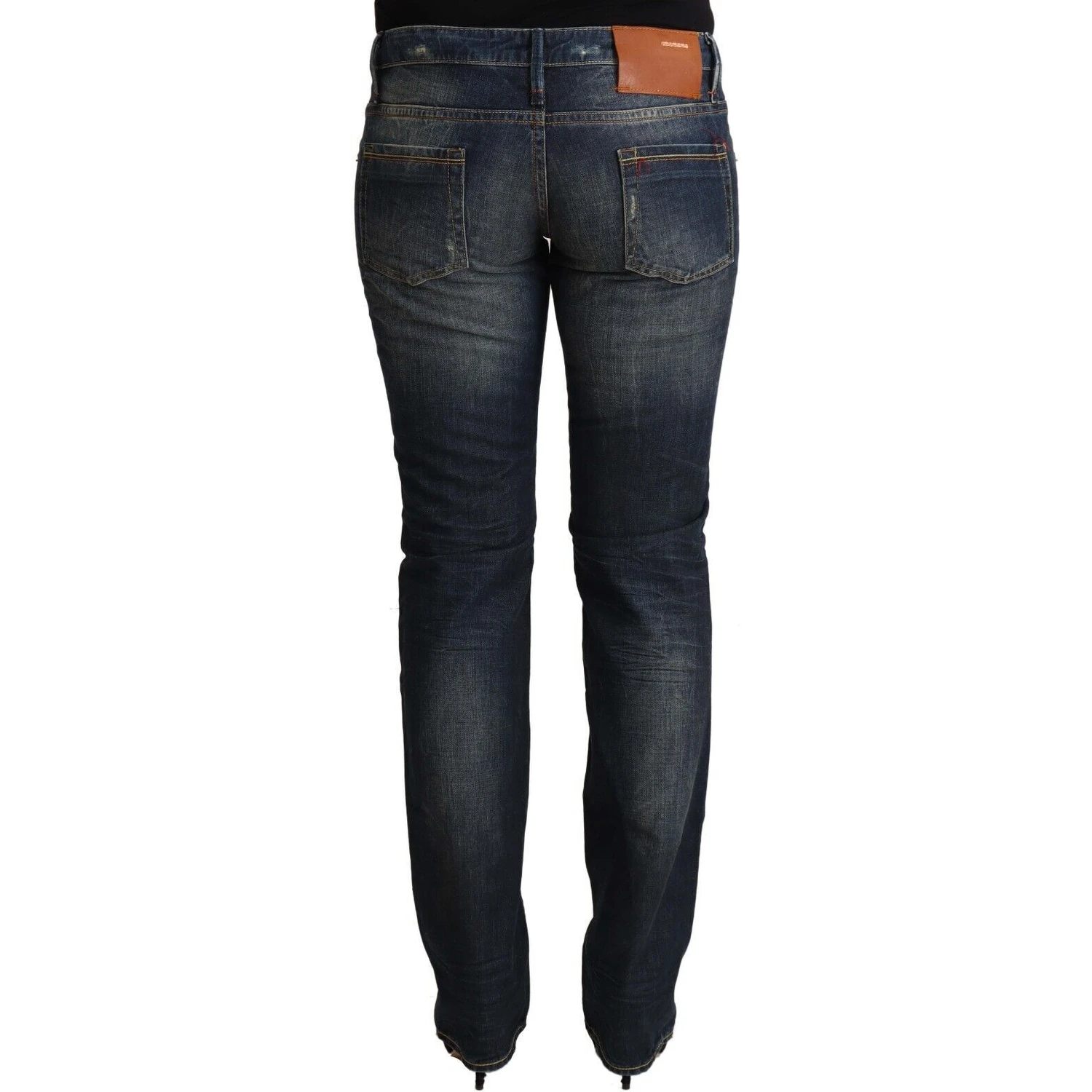 Blue Washed Cotton Low Waist Skinny Denim Jeans