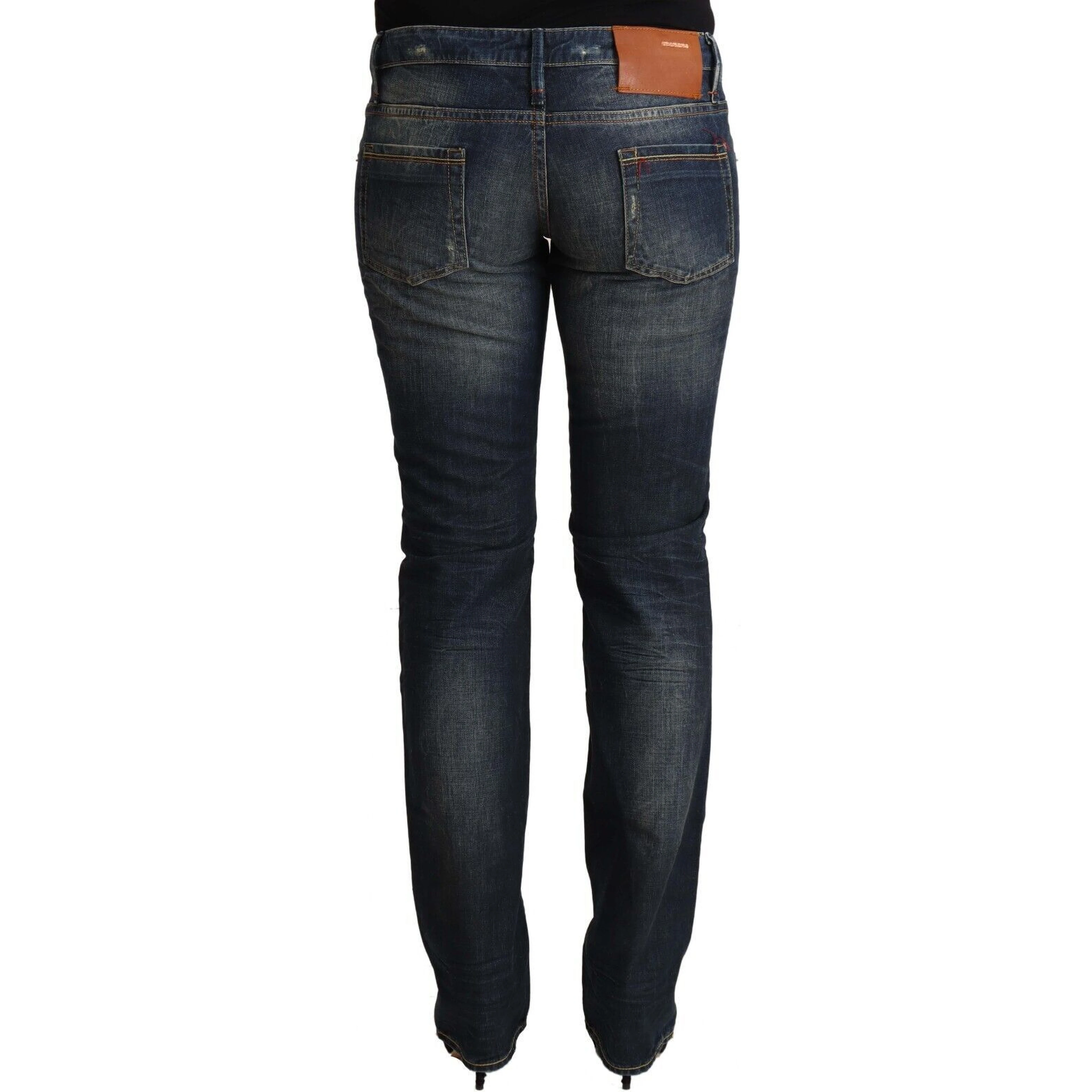 Blue Washed Cotton Low Waist Skinny Denim Jeans