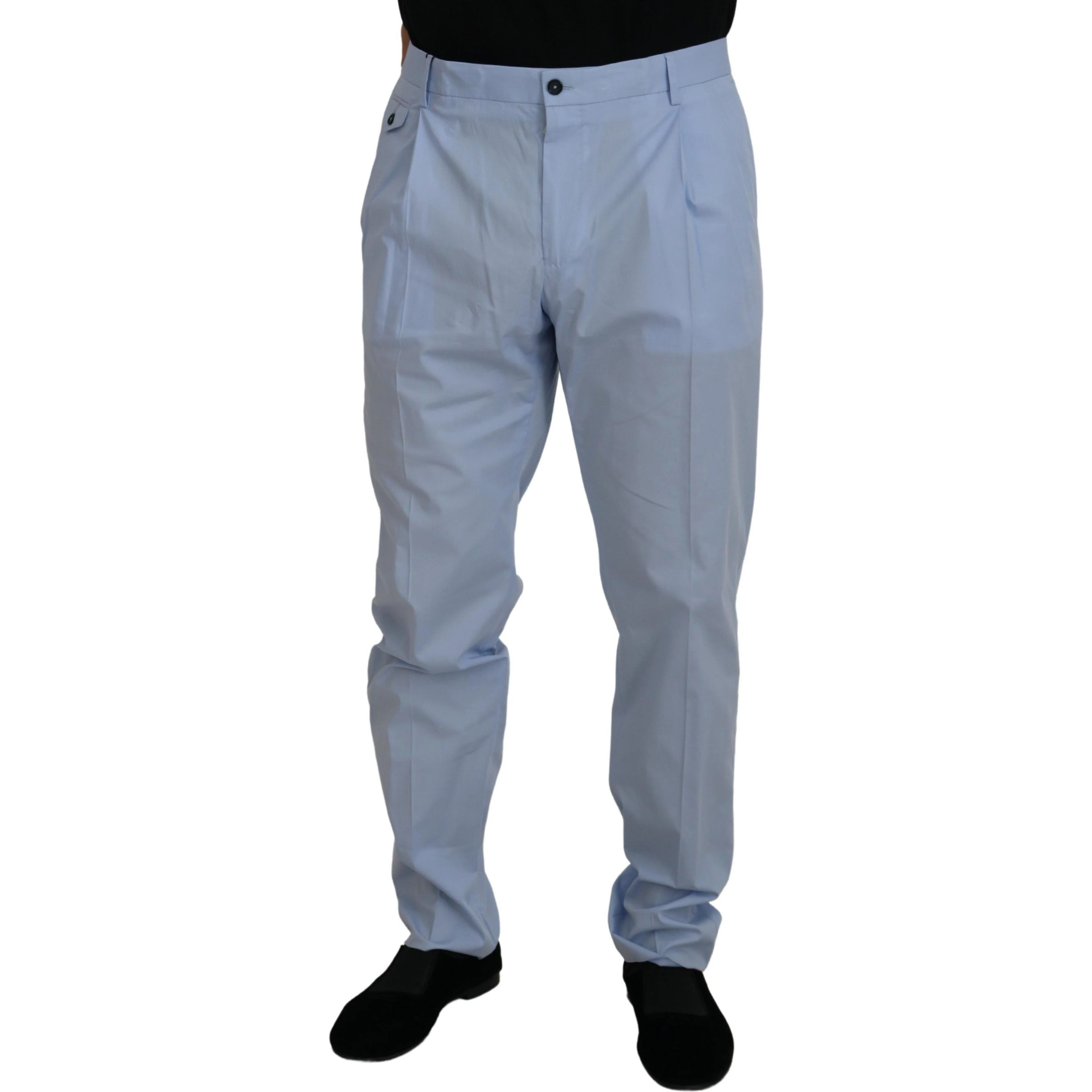 Blue Cotton Stretch Trousers Chinos Pants