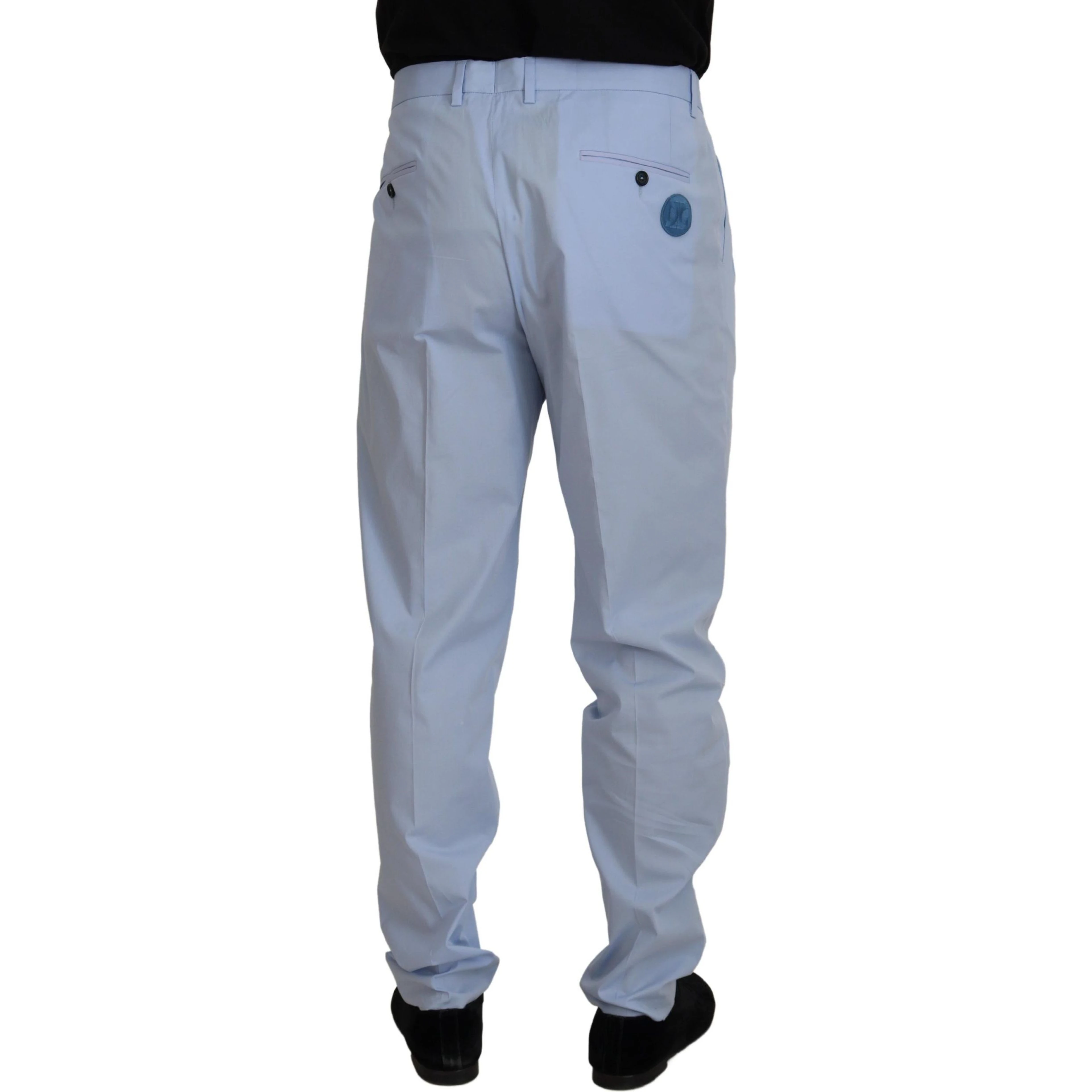 Blue Cotton Stretch Trousers Chinos Pants