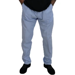 Blue Cotton Stretch Trousers Chinos Pants