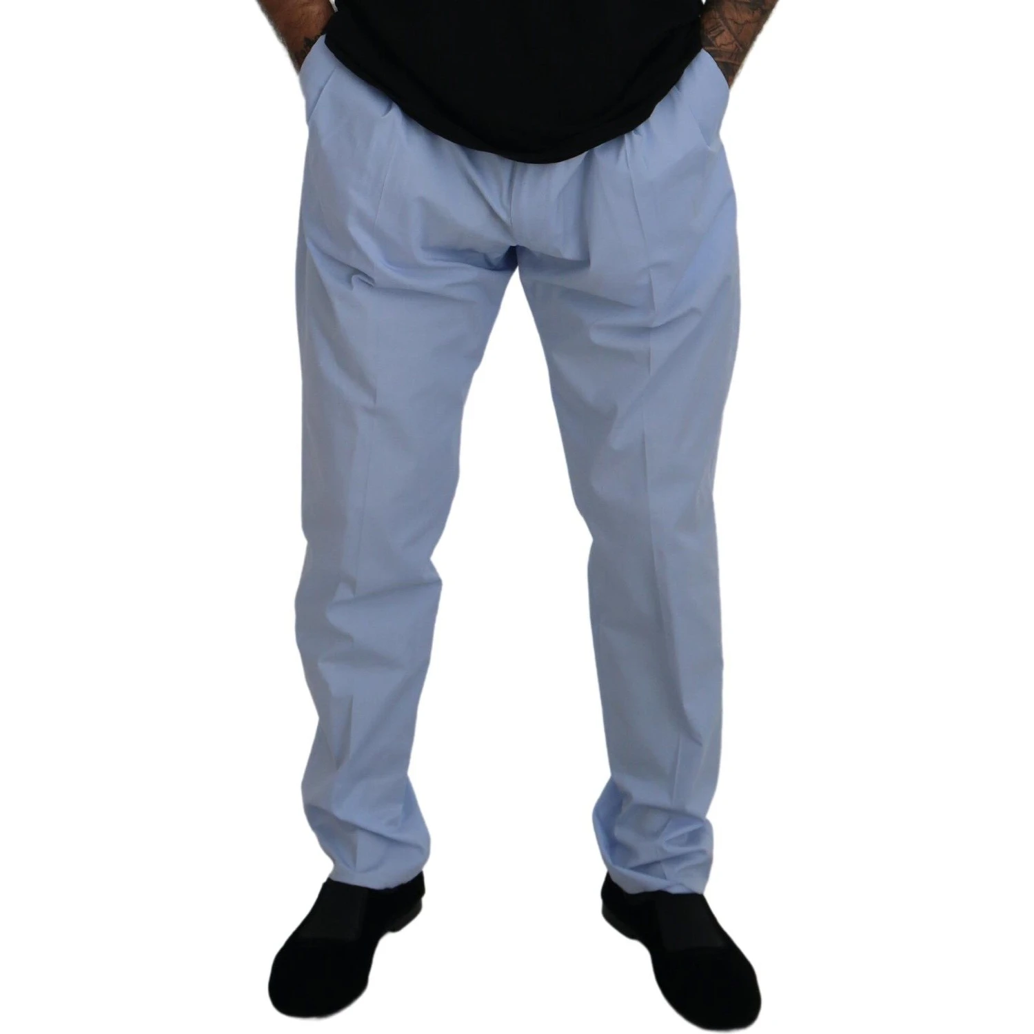 Blue Cotton Stretch Trousers Chinos Pants