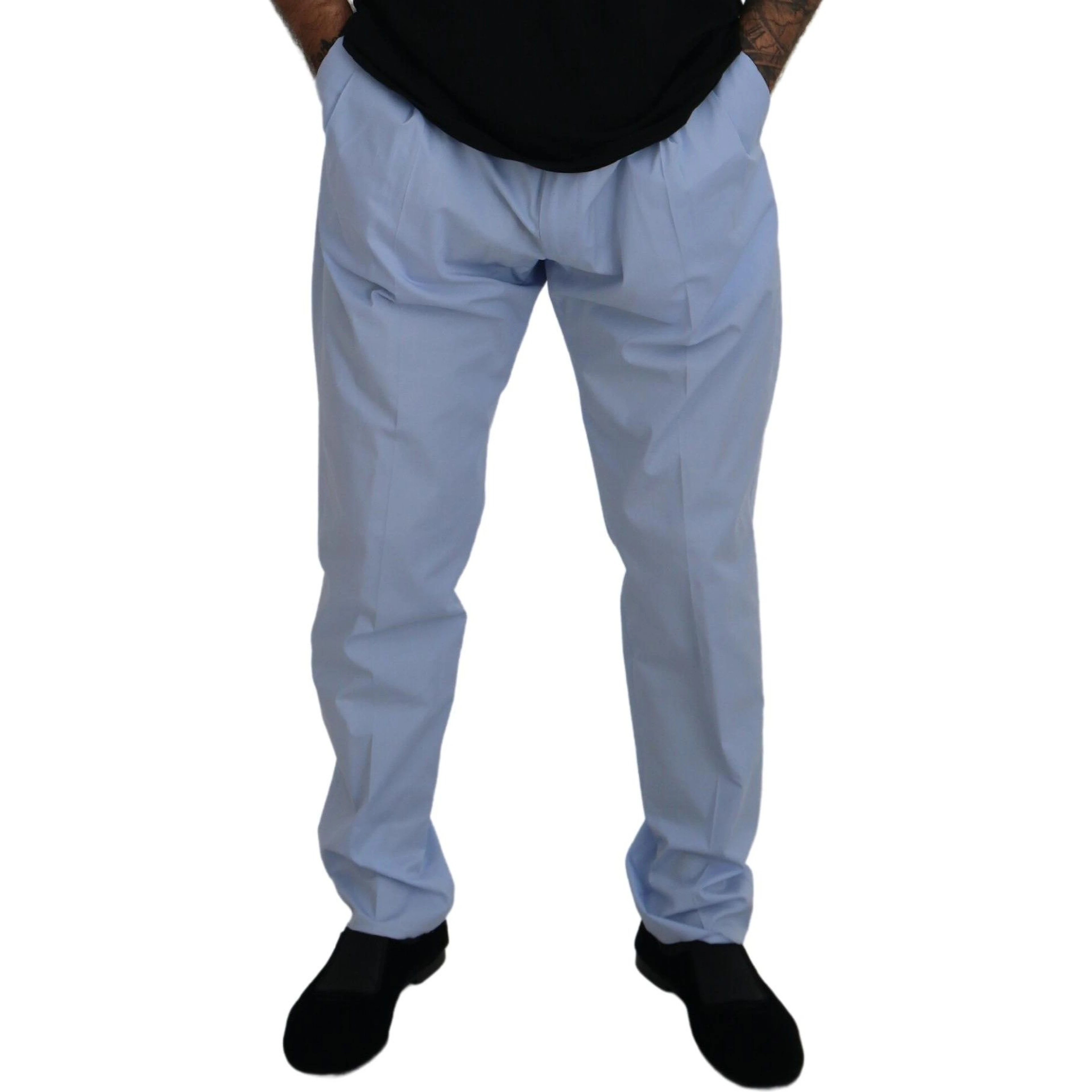 Blue Cotton Stretch Trousers Chinos Pants