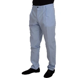 Blue Cotton Stretch Trousers Chinos Pants