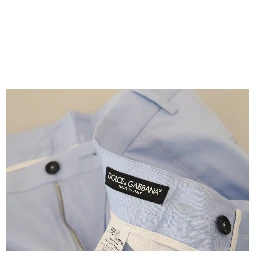 Blue Cotton Stretch Trousers Chinos Pants
