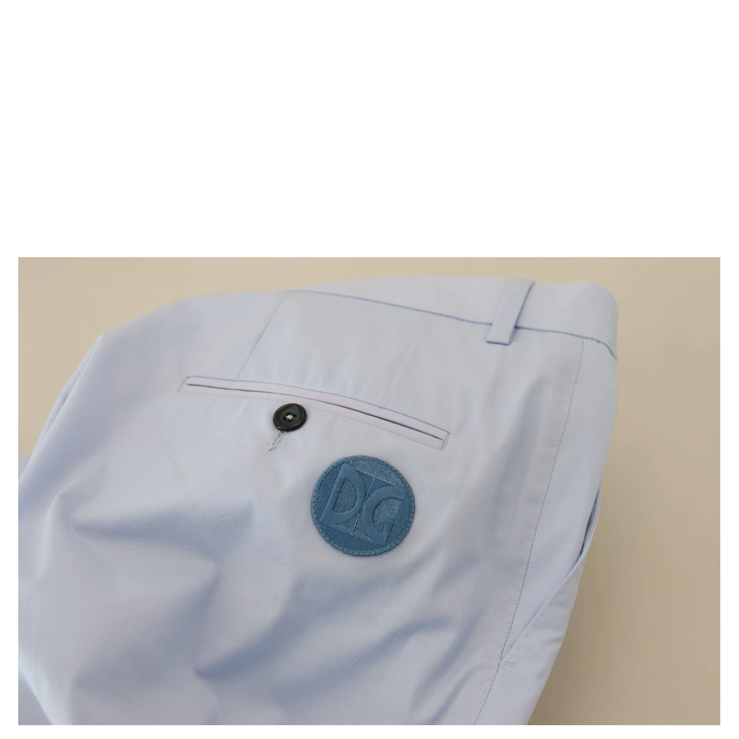Blue Cotton Stretch Trousers Chinos Pants