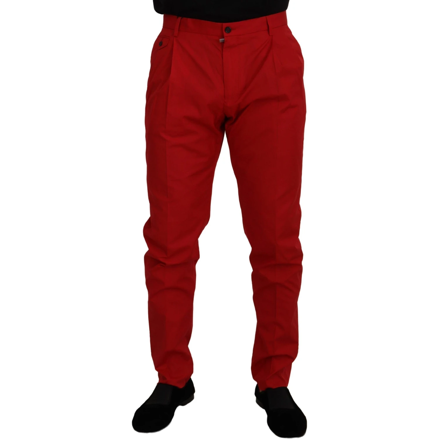 Red Cotton Slim Fit Trousers Chinos Pants