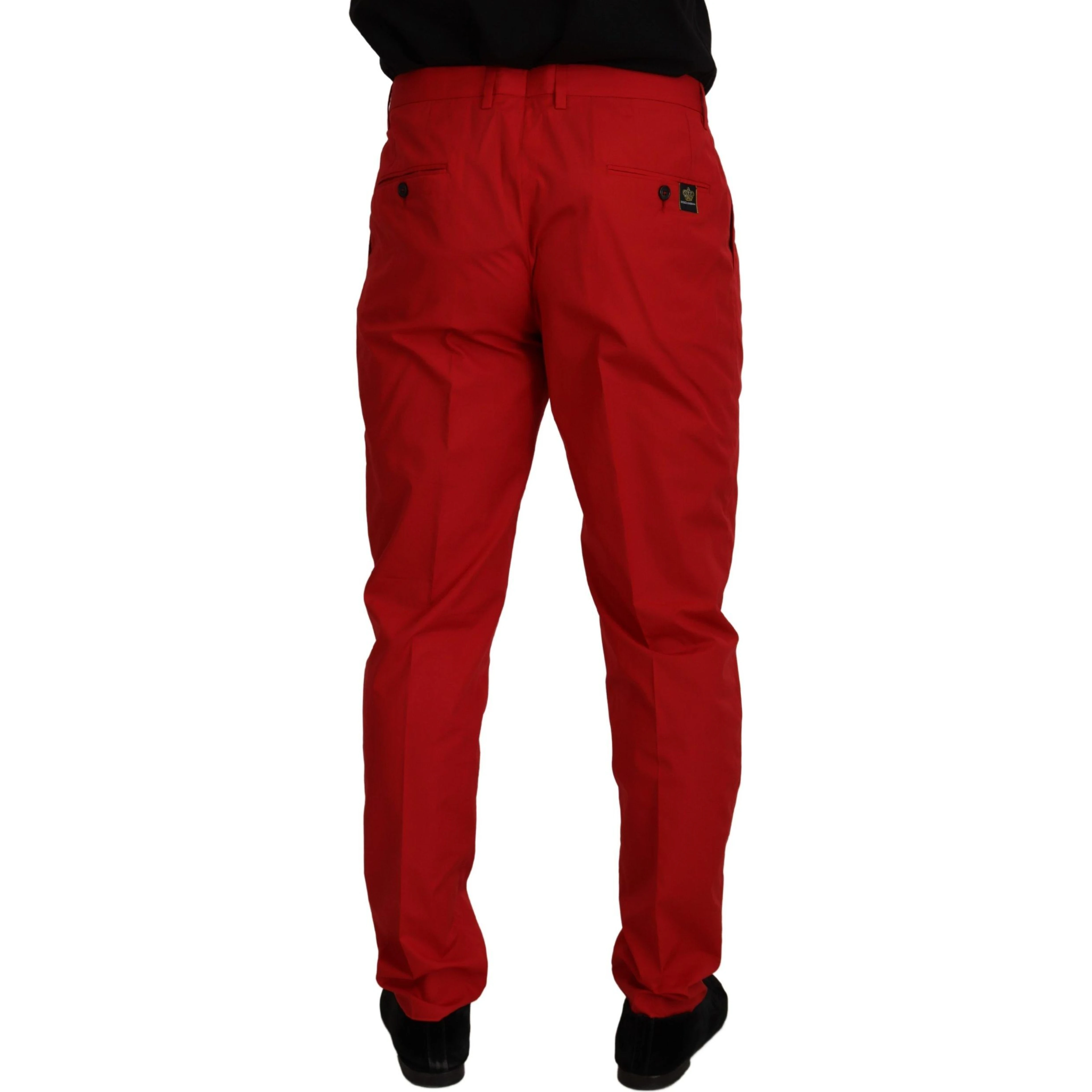 Red Cotton Slim Fit Trousers Chinos Pants