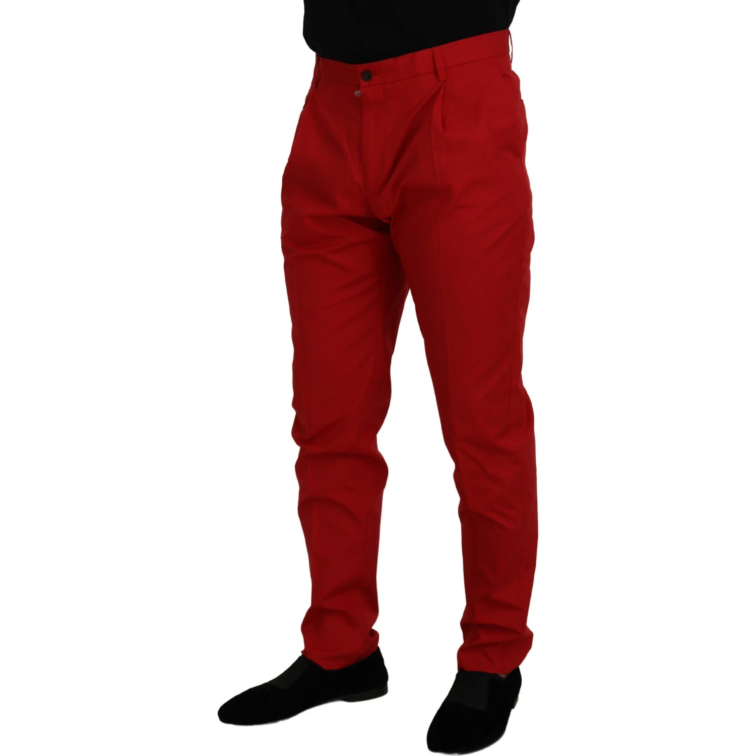 Red Cotton Slim Fit Trousers Chinos Pants