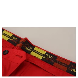 Red Cotton Slim Fit Trousers Chinos Pants