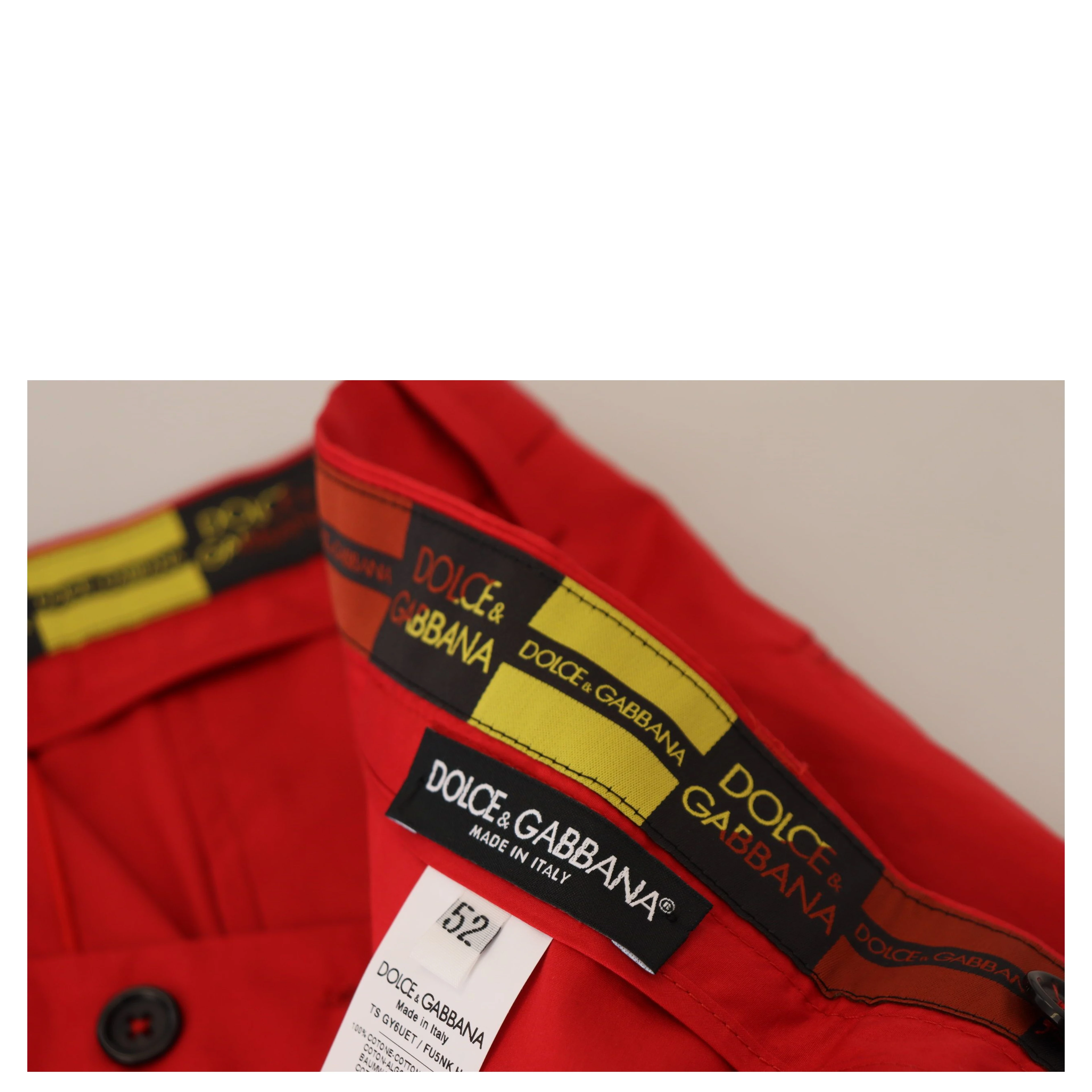 Red Cotton Slim Fit Trousers Chinos Pants