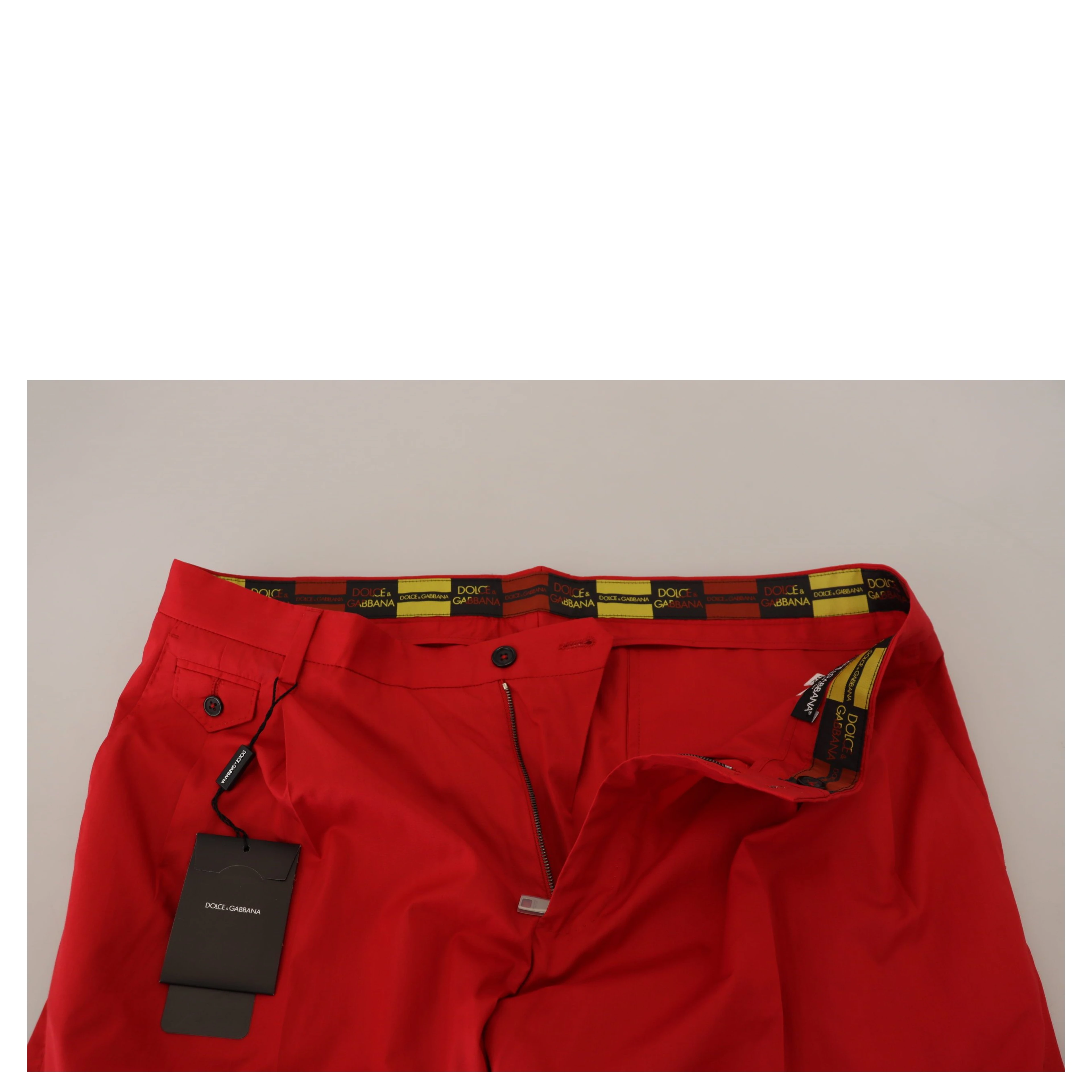Red Cotton Slim Fit Trousers Chinos Pants