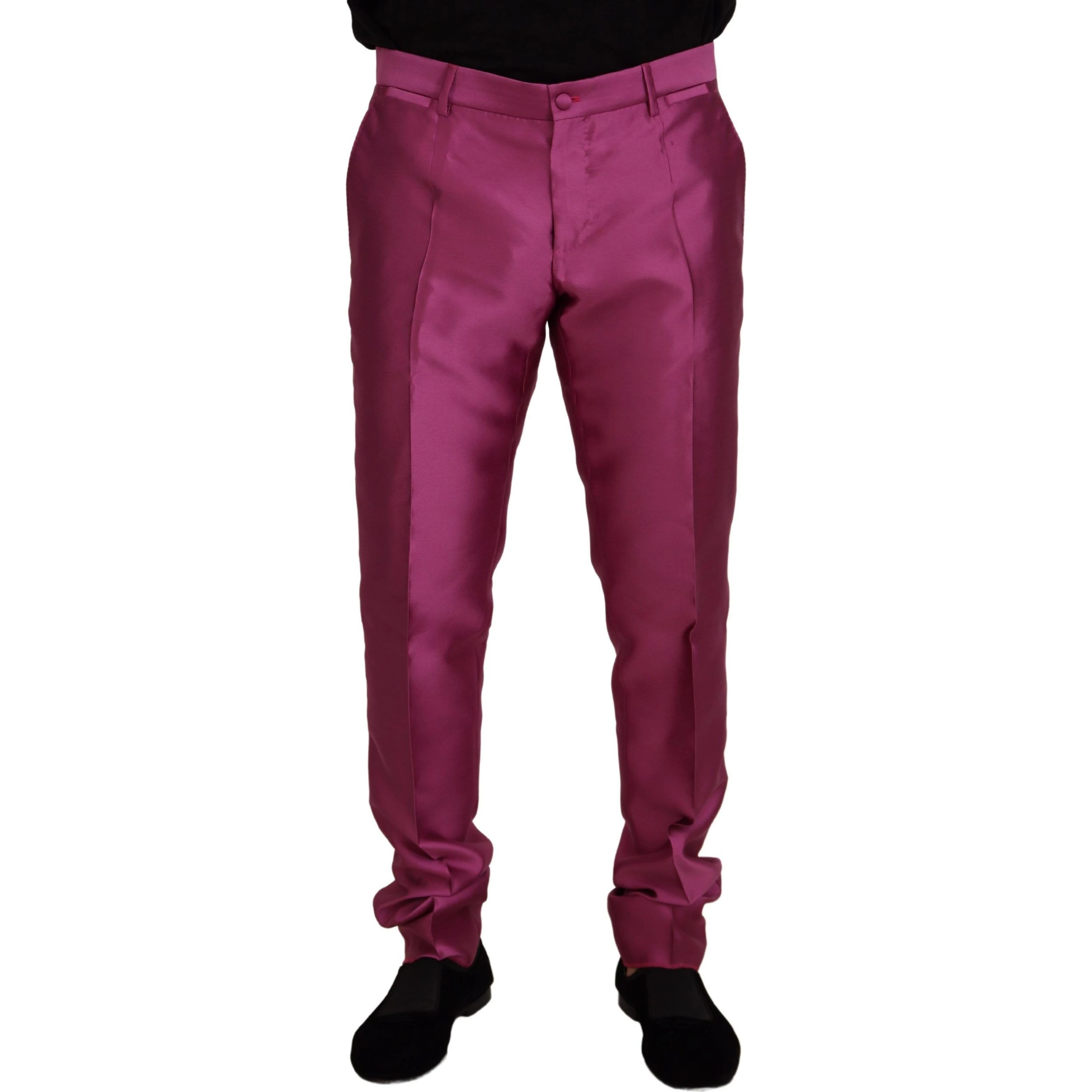 Pink Silk Slim Trousers Dress Formal Pants