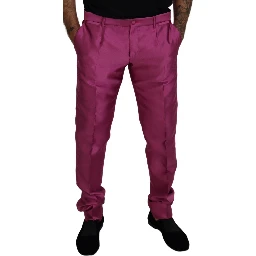 Pink Silk Slim Trousers Dress Formal Pants