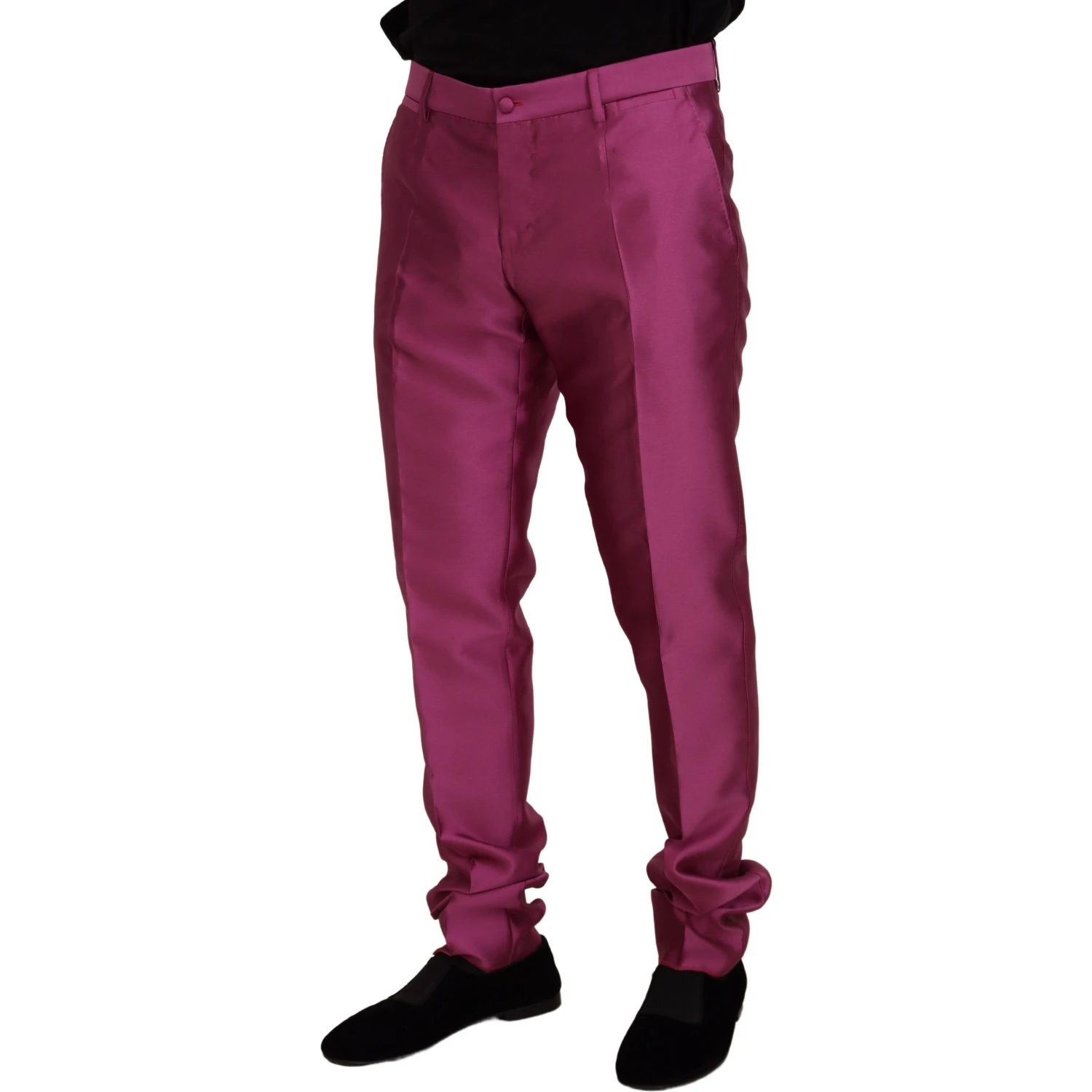 Pink Silk Slim Trousers Dress Formal Pants