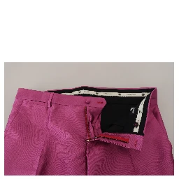 Pink Silk Slim Trousers Dress Formal Pants