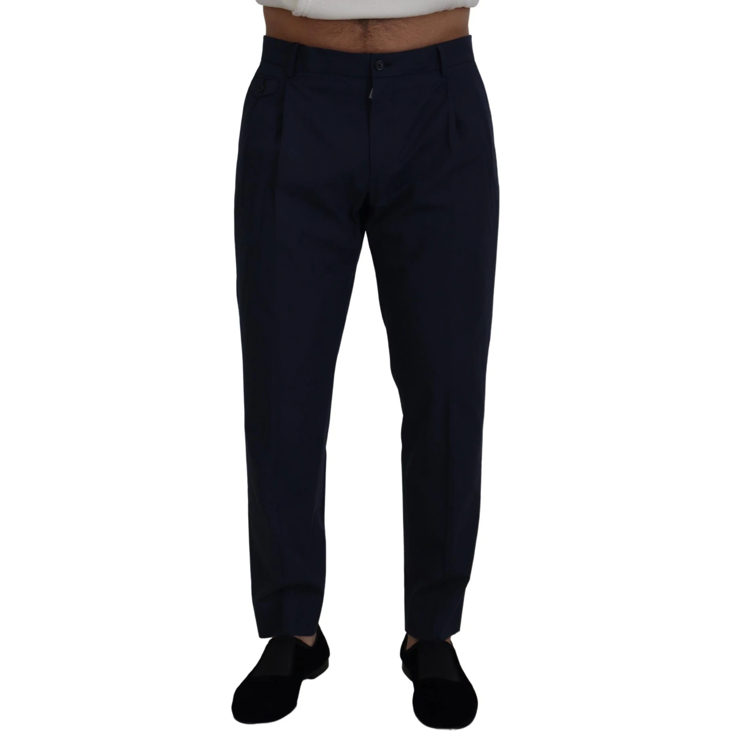 Blue Cotton Slim Trousers Chinos Pants