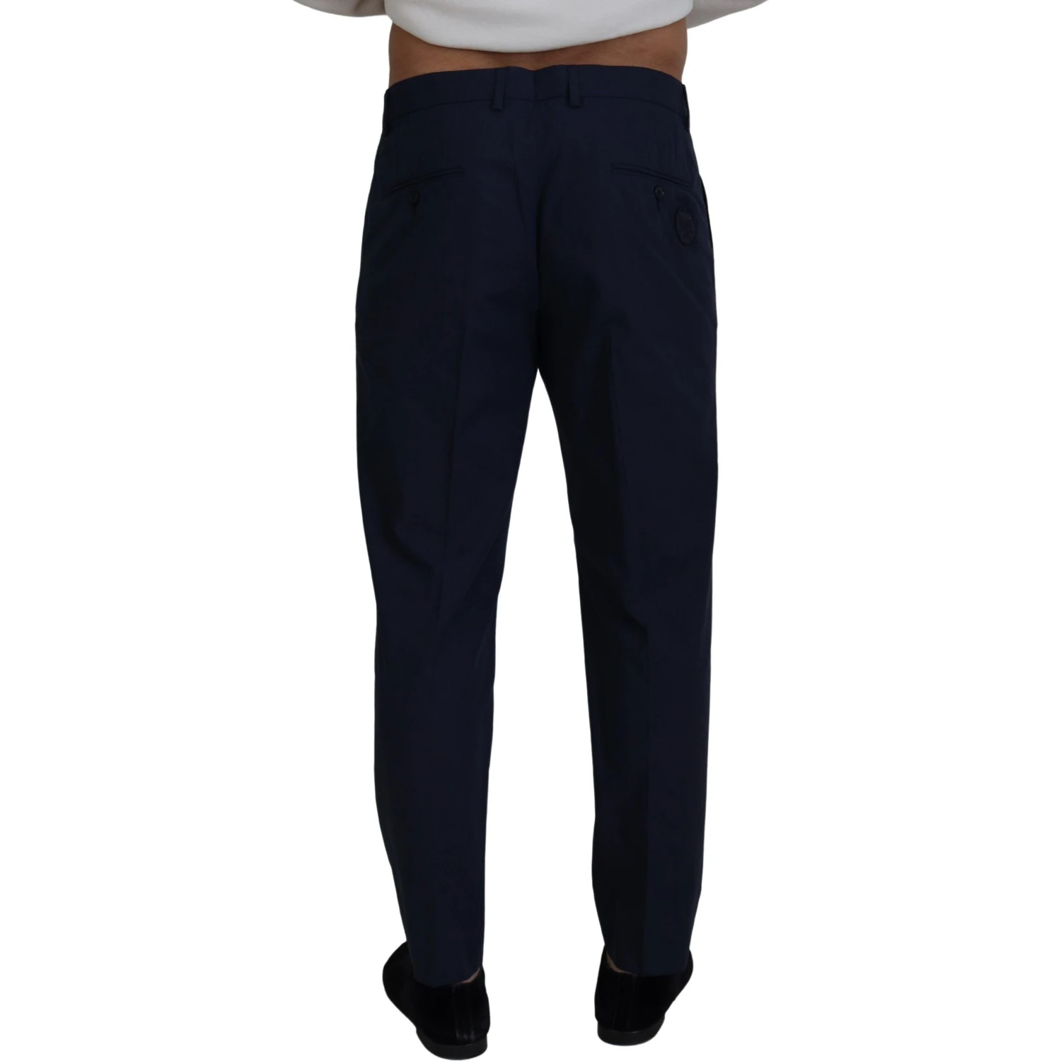 Blue Cotton Slim Trousers Chinos Pants
