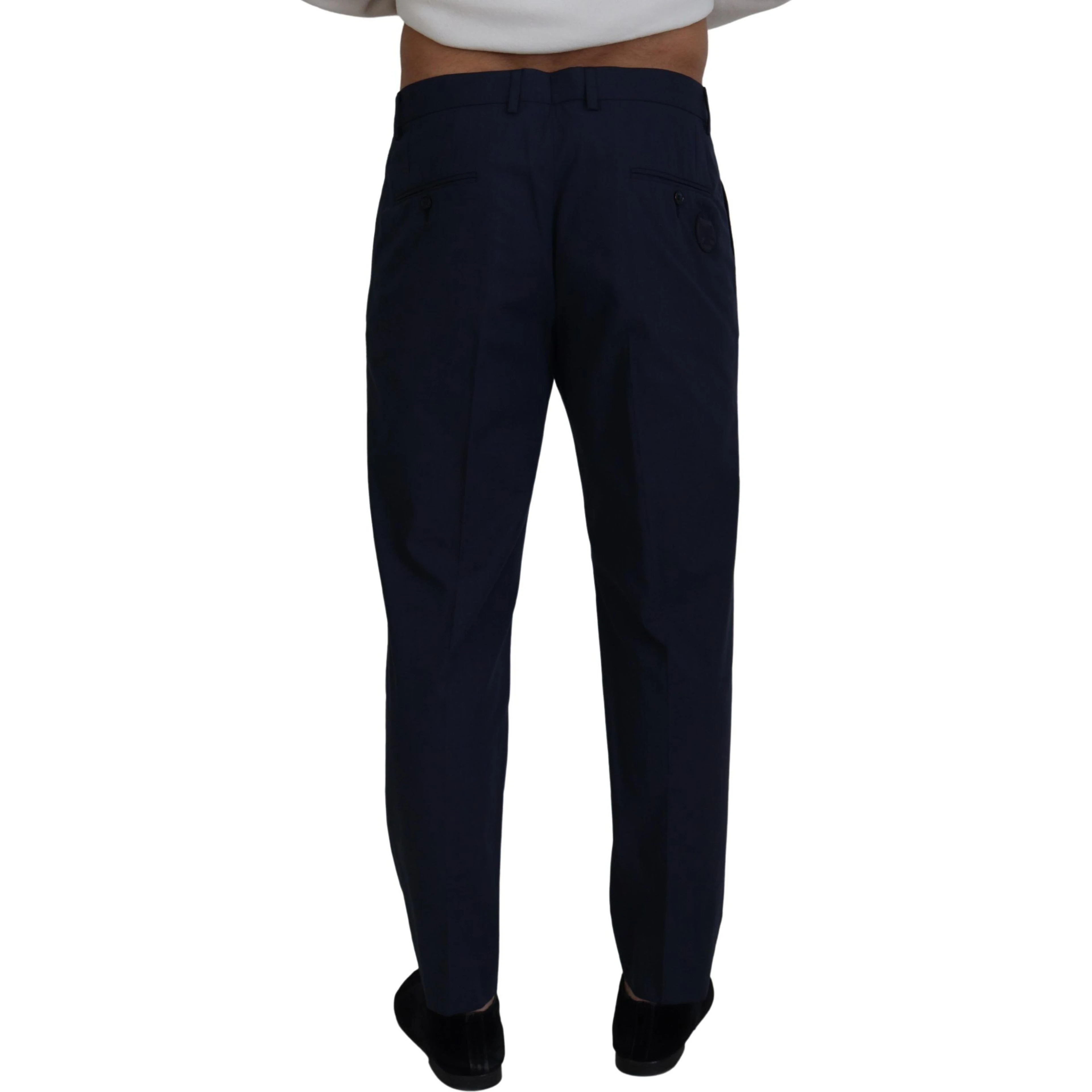 Blue Cotton Slim Trousers Chinos Pants