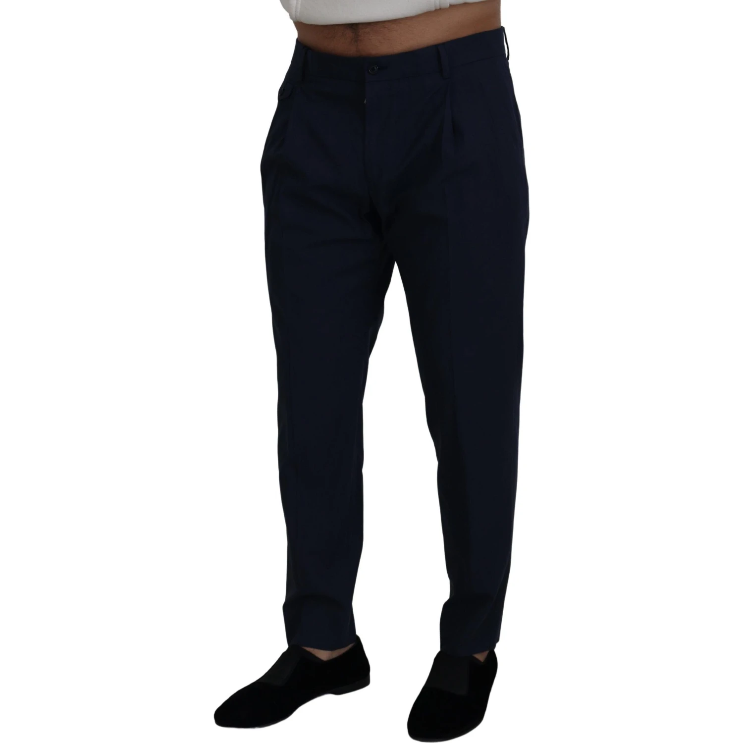 Blue Cotton Slim Trousers Chinos Pants