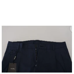 Blue Cotton Slim Trousers Chinos Pants