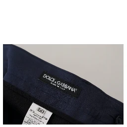 Blue Cotton Slim Trousers Chinos Pants