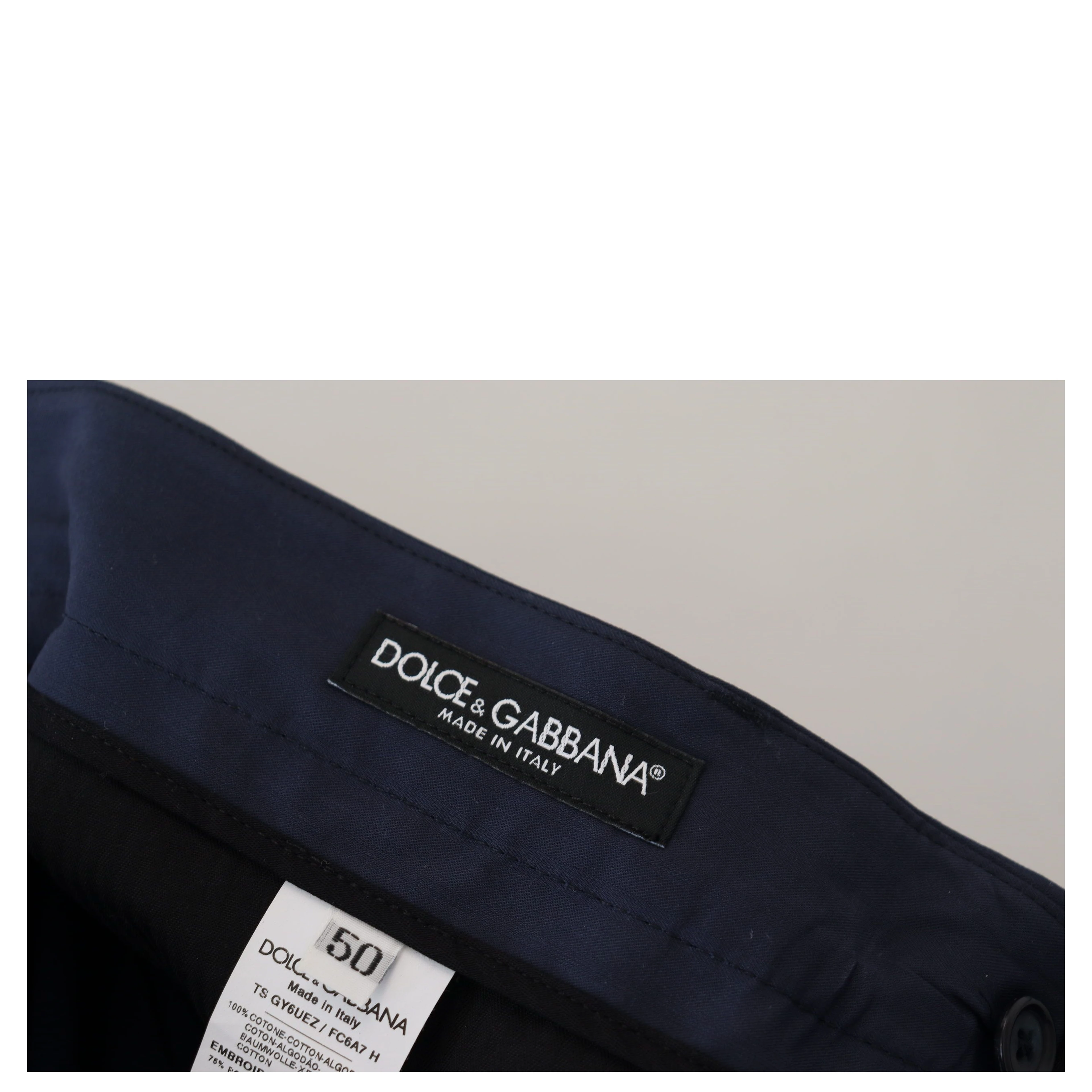 Blue Cotton Slim Trousers Chinos Pants
