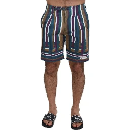 Multicolor Striped Stretch Cotton Shorts