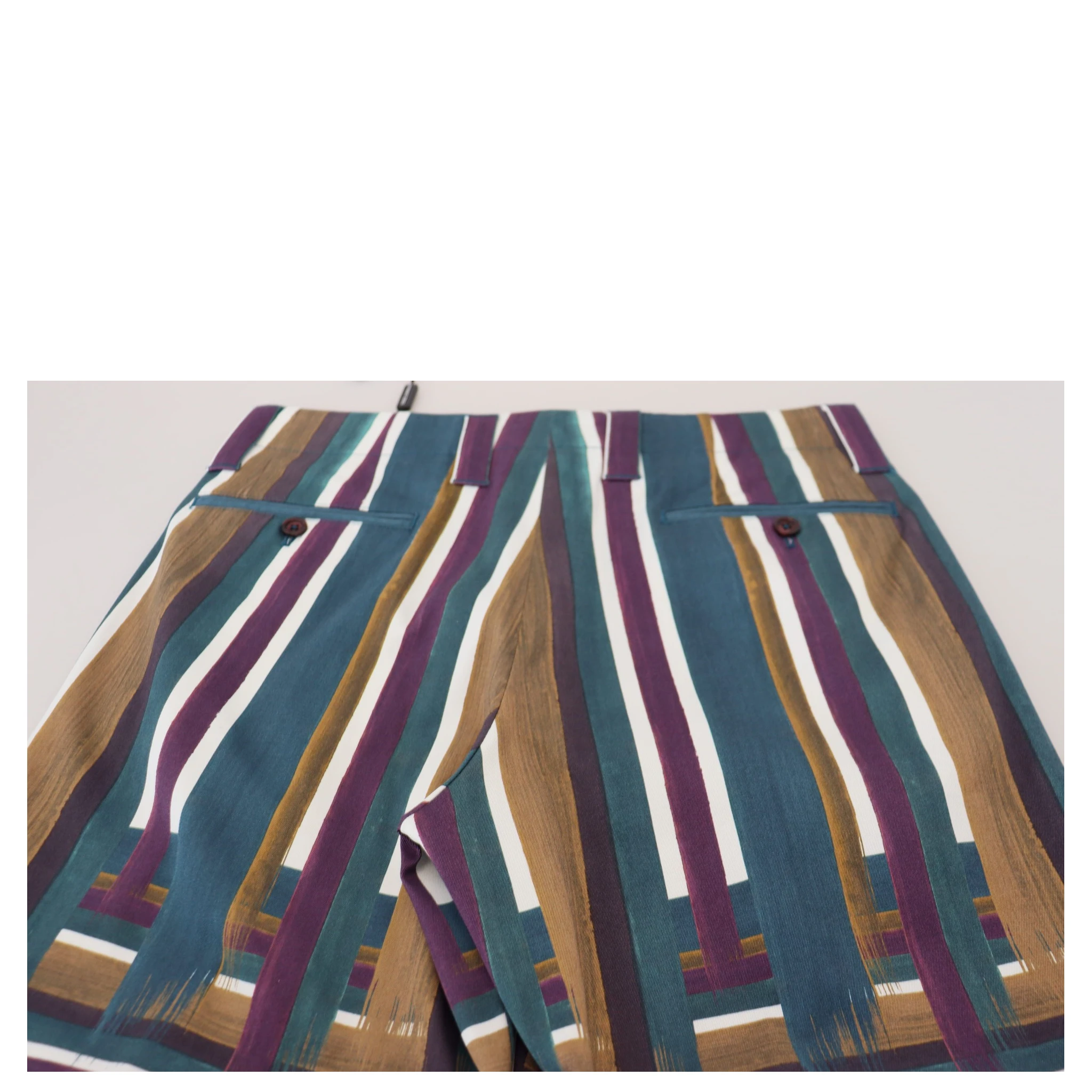 Multicolor Striped Stretch Cotton Shorts