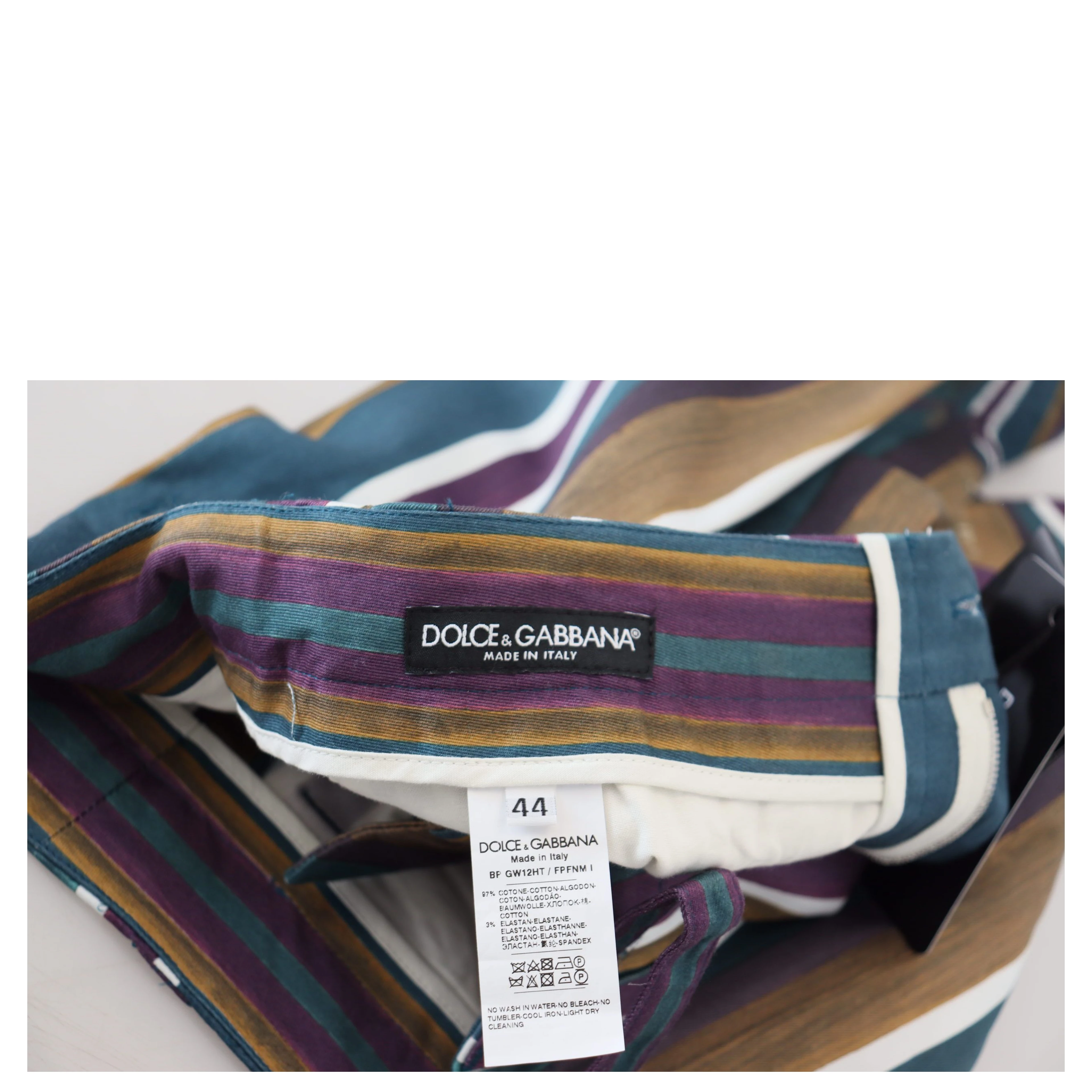 Multicolor Striped Stretch Cotton Shorts