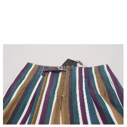 Multicolor Striped Stretch Cotton Shorts