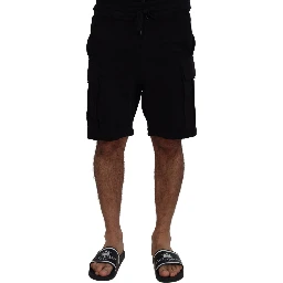 Black Cotton Bermuda Cargo Shorts