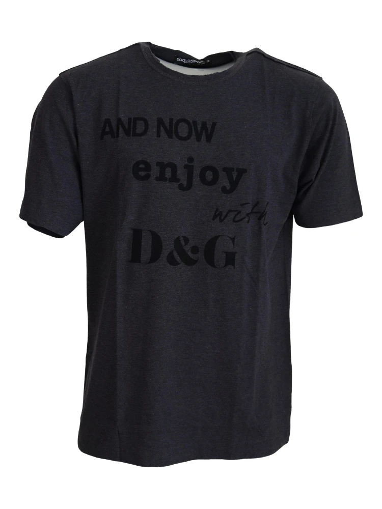 Gray Crewneck Cotton Short Sleeve  T-shirt