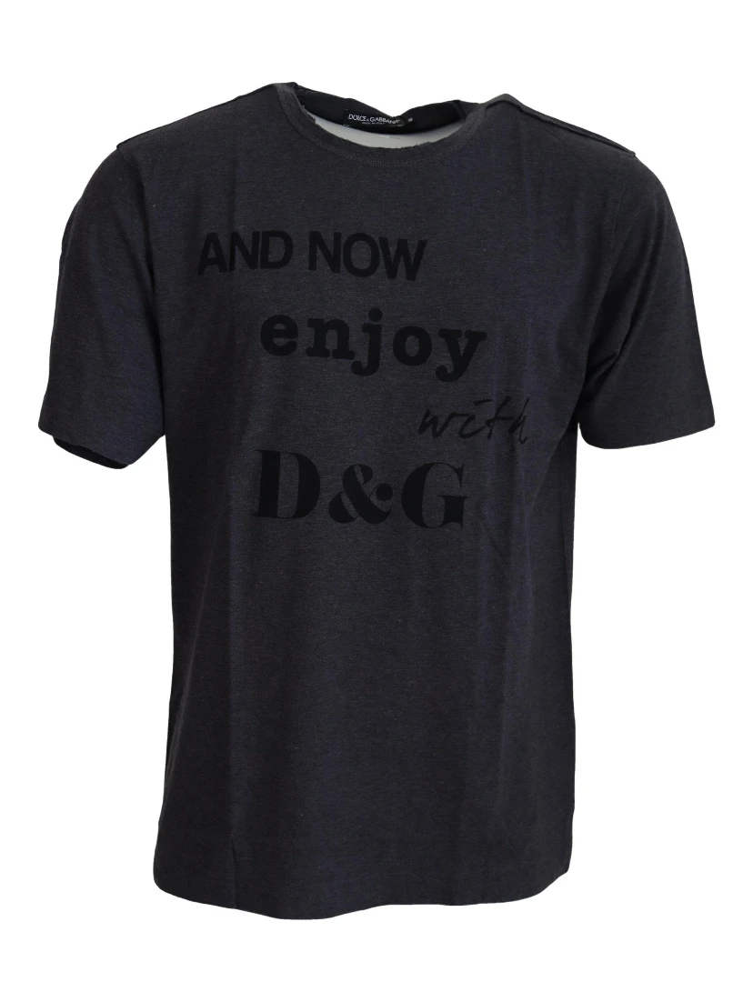 Gray Crewneck Cotton Short Sleeve  T-shirt