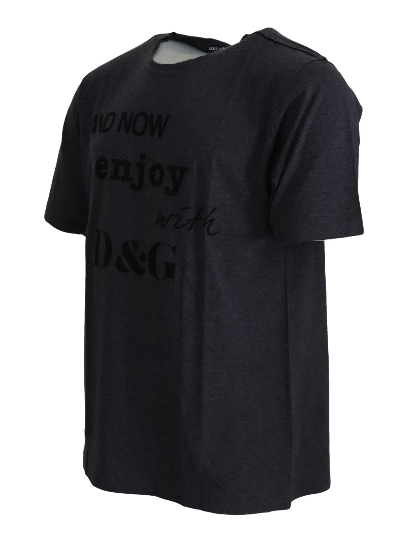 Gray Crewneck Cotton Short Sleeve  T-shirt