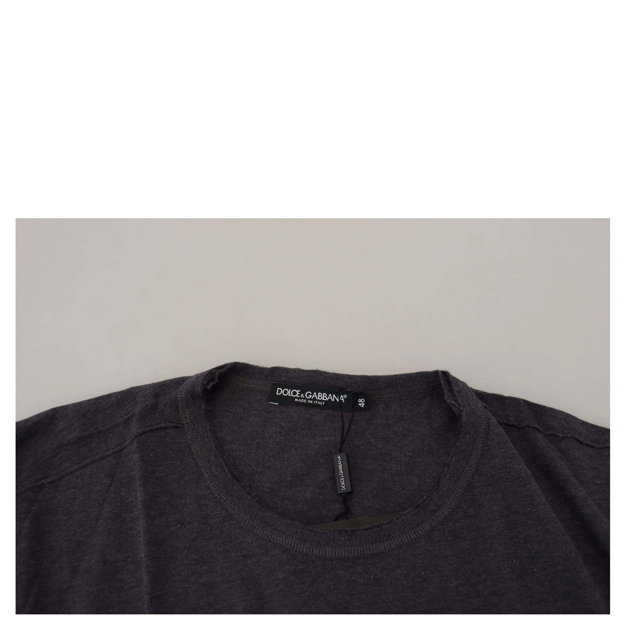 Gray Crewneck Cotton Short Sleeve T-shirt