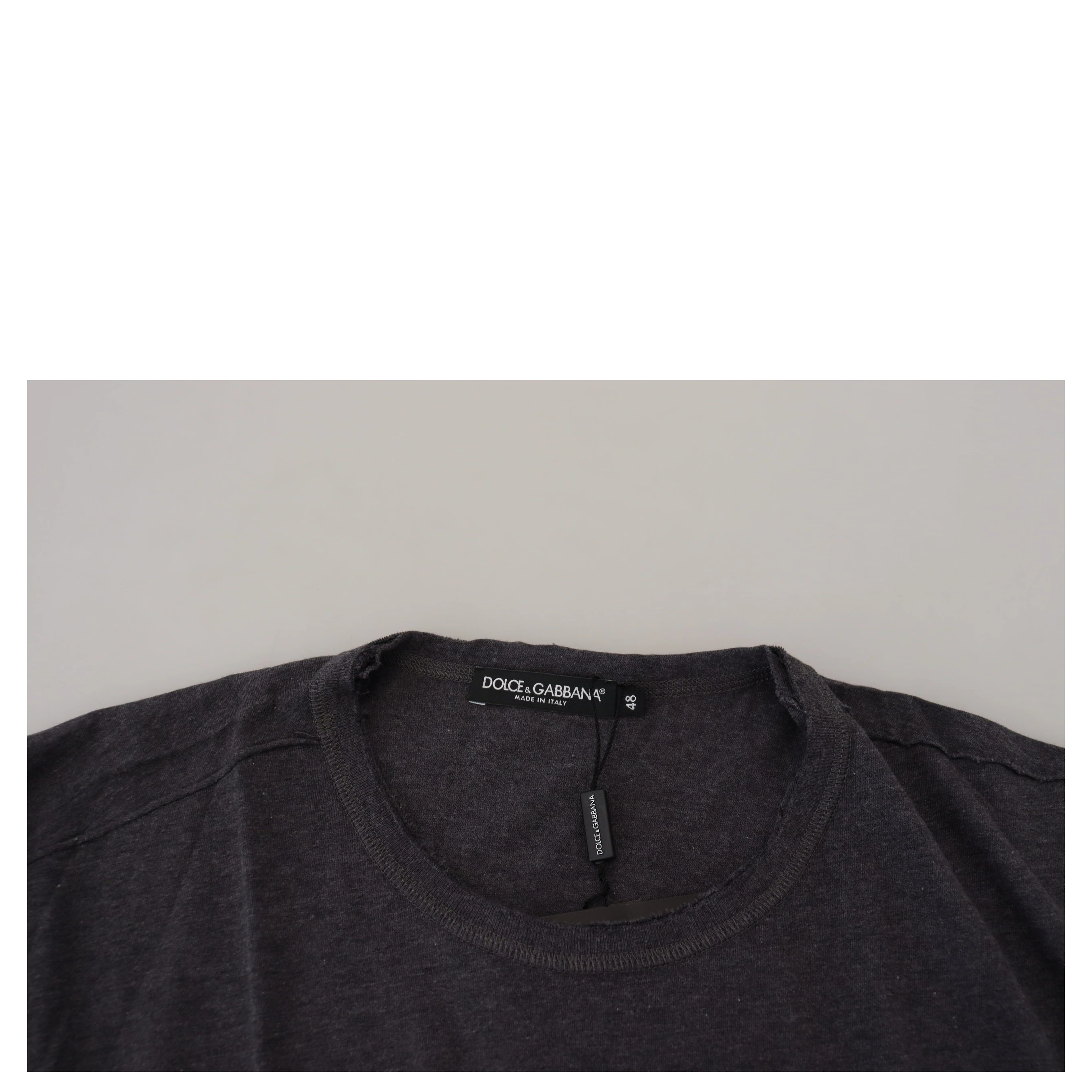 Gray Crewneck Cotton Short Sleeve  T-shirt