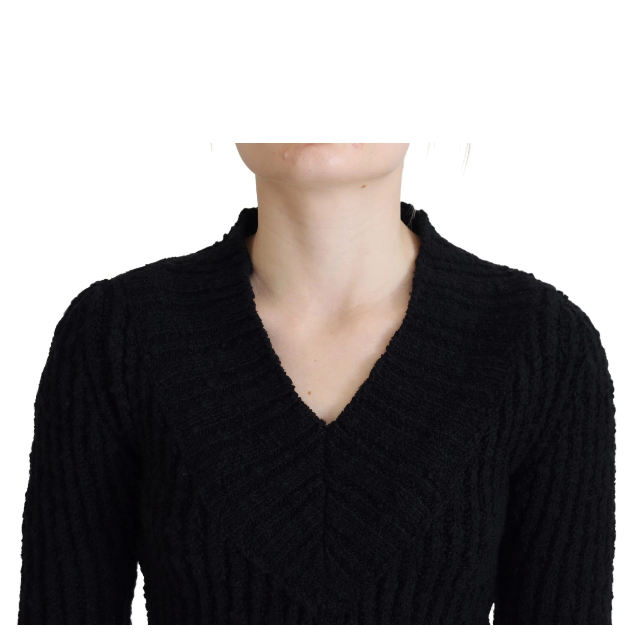 Black Wool Knitted Sheath Sweater Dress