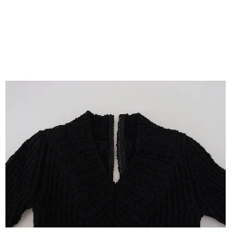 Black Wool Knitted Sheath Sweater Dress