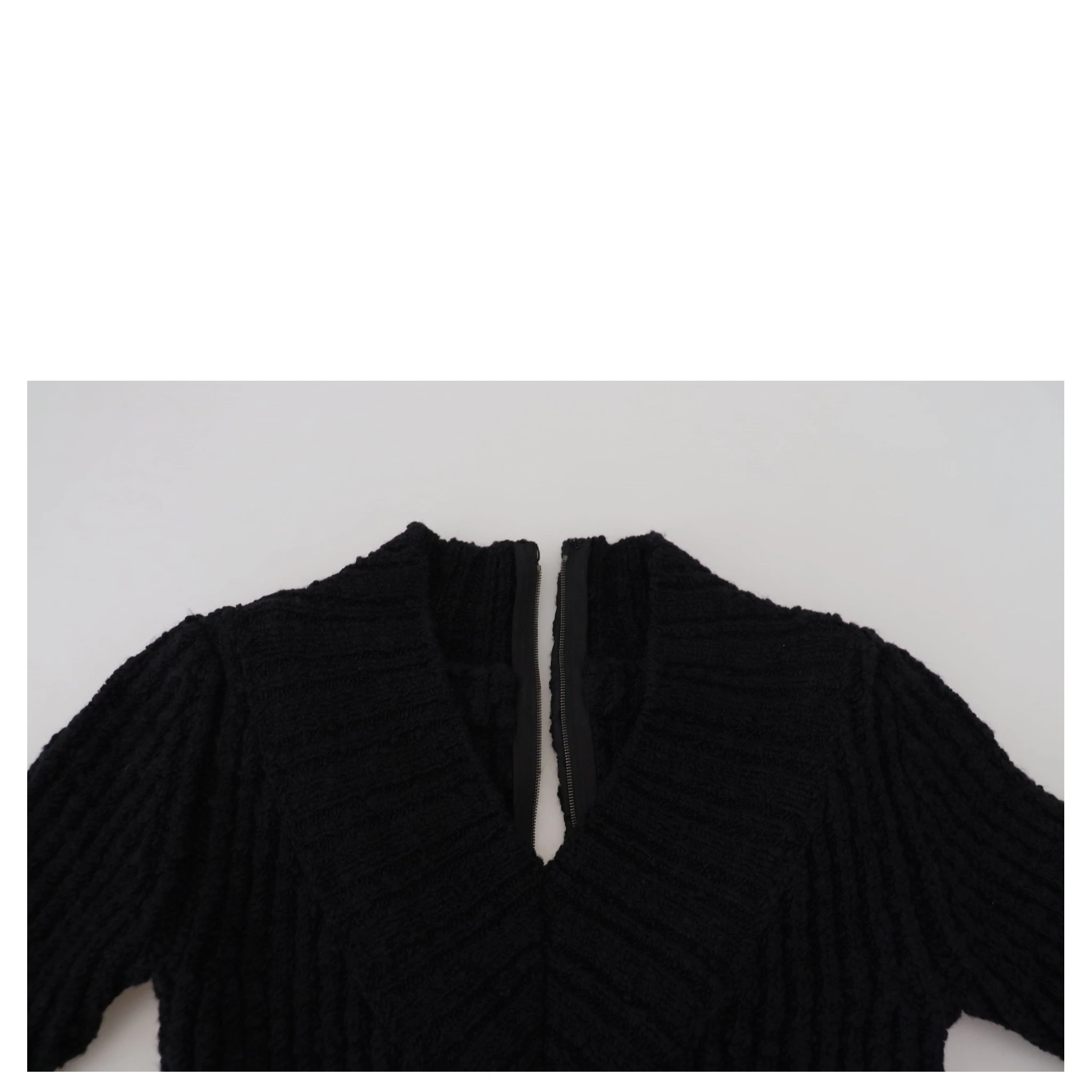 Black Wool Knitted Sheath Sweater Dress
