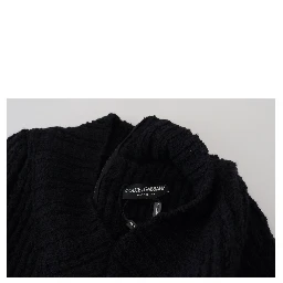 Black Wool Knitted Sheath Sweater Dress